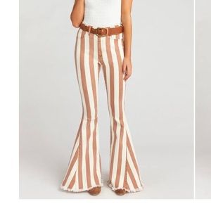 Show me your mumu striped flare jeans